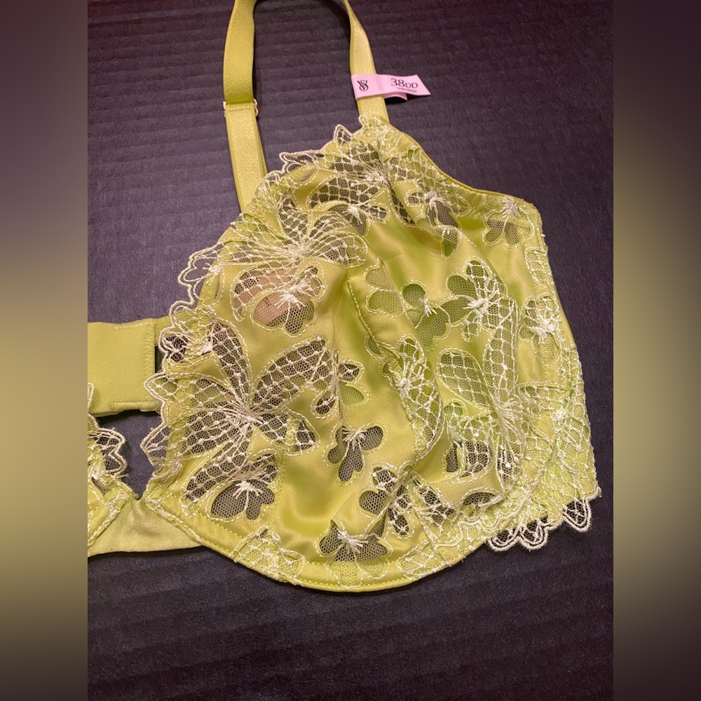 VICTORIA'S SECRET Ziggy Glam Lace Floral Embroidery Unlined‎ Demi Bra Size 38DD - Picture 5 of 10